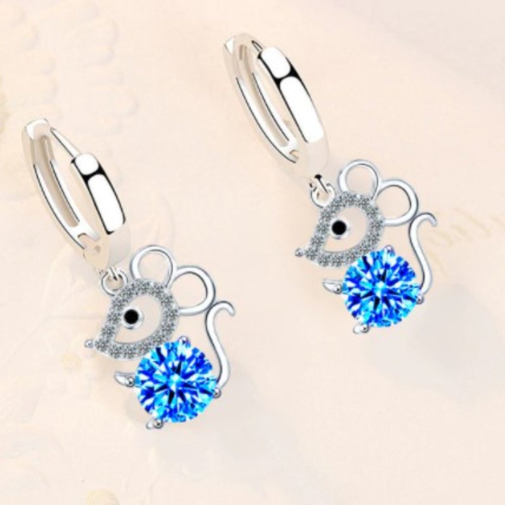 Sterling Silver & Gem Mouse Earrings